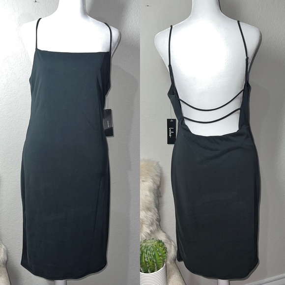 Lulu’s Who Do You Love? Washed Black Bodycon Dress Size large - Picture 3 of 10